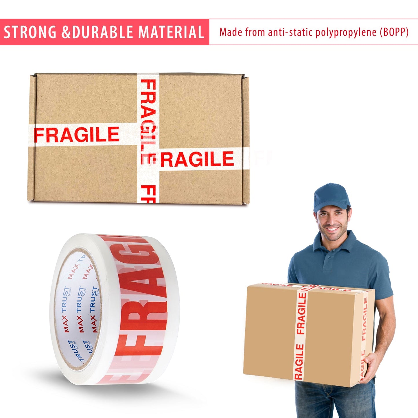 Strong Packaging Tape Fragile-Self Adhesive Tape Rolls~5214